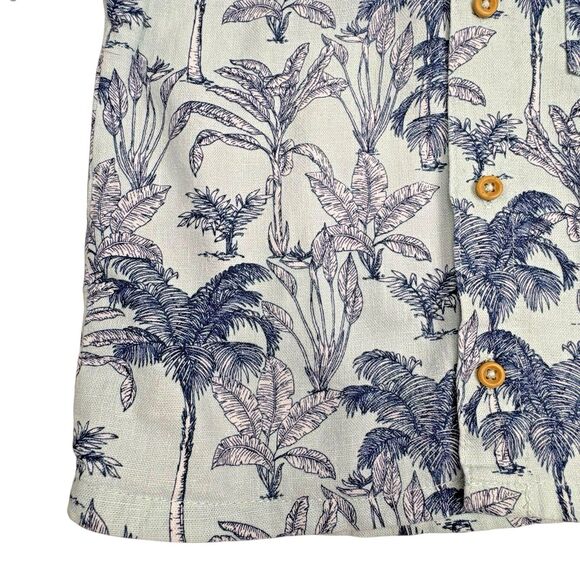 Ben Sherman Linen Blend Hawaiian Shirt Vacation Summer Tropical Light Blue 3T - Picture 4 of 6